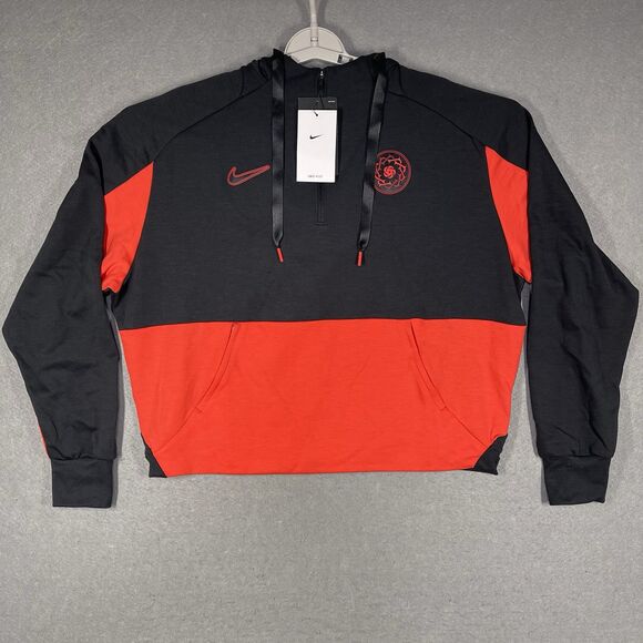 Portland Thorns Jacket Womens M Back Red Nike 1/2 Zip Cropped Hoodie Colorblock - Picture 1 of 11